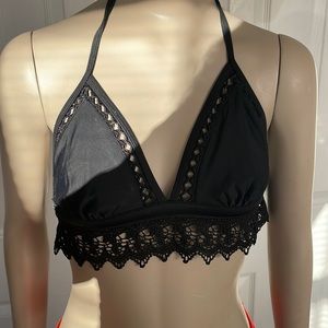 Black boho bikini halter top